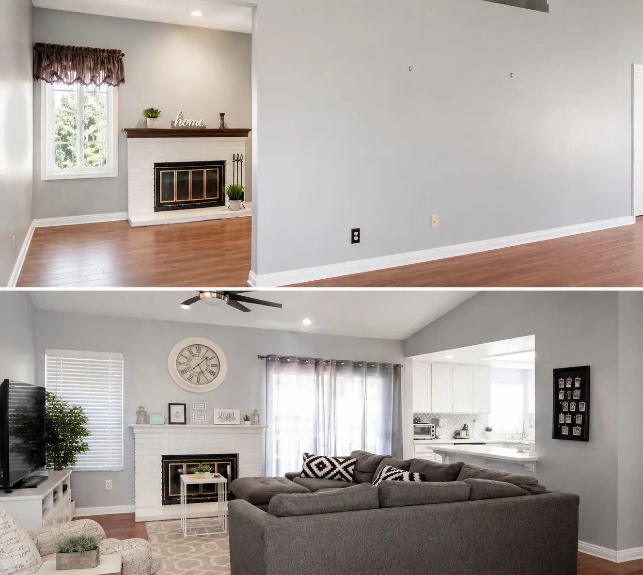 Living Room Opened to Kitchen: Before & After — Whole Home Renovations by Arnold Barrera Construction